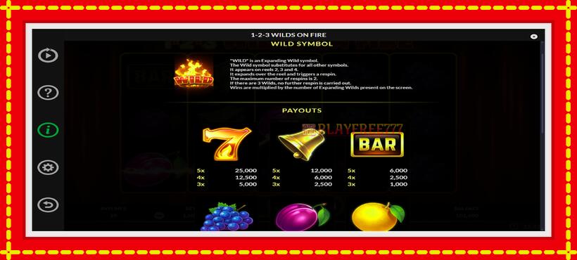 Slot machine 1-2-3 Wilds on Fire with access to free game online, picture 5