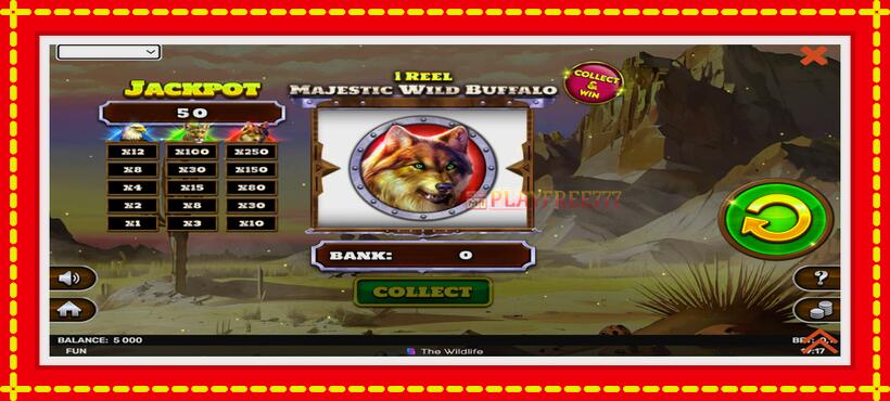 Slot machine 1 Reel Majestic Wild Buffalo with access to free game online, picture 2