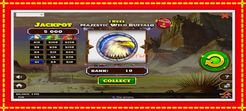 Slot machine 1 Reel Majestic Wild Buffalo with access to free game online, picture 3