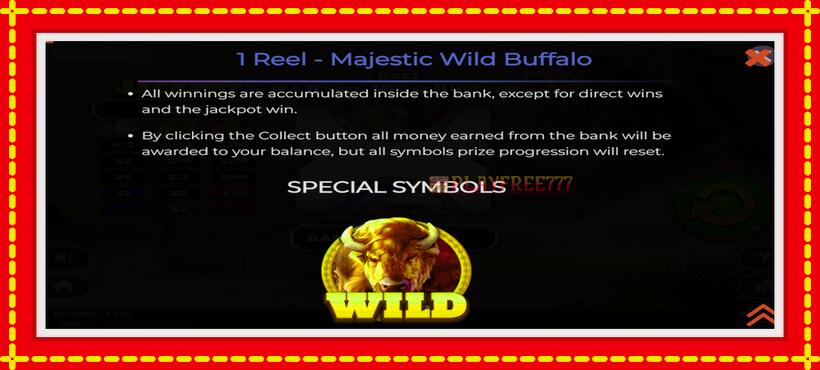 Slot machine 1 Reel Majestic Wild Buffalo with access to free game online, picture 6