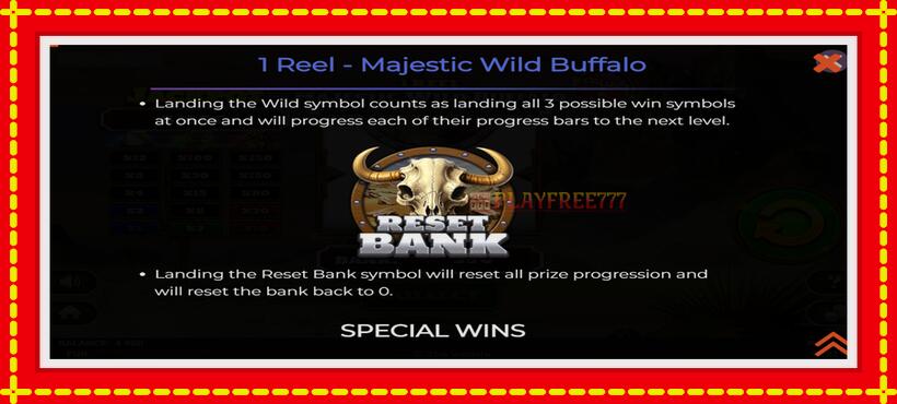 Slot machine 1 Reel Majestic Wild Buffalo with access to free game online, picture 7