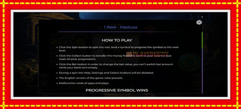 Slot machine 1 Reel Medusa with access to free game online, picture 5