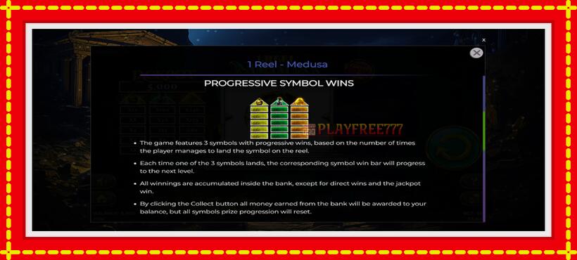 Slot machine 1 Reel Medusa with access to free game online, picture 6