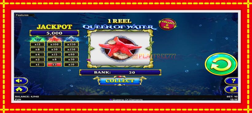 Slot machine 1 Reel Queen of Water with access to free game online, picture 3