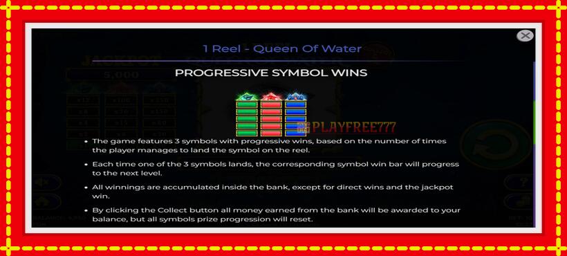 Slot machine 1 Reel Queen of Water with access to free game online, picture 6