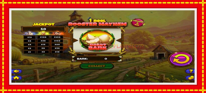 Slot machine 1 Reel Rooster Mayhem with access to free game online, picture 1