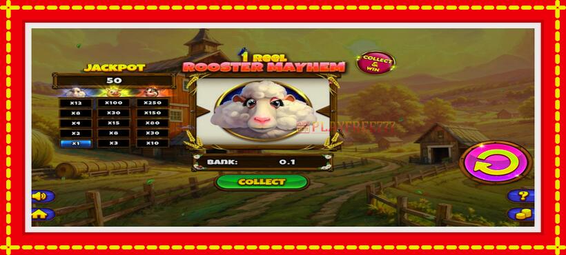 Slot machine 1 Reel Rooster Mayhem with access to free game online, picture 2