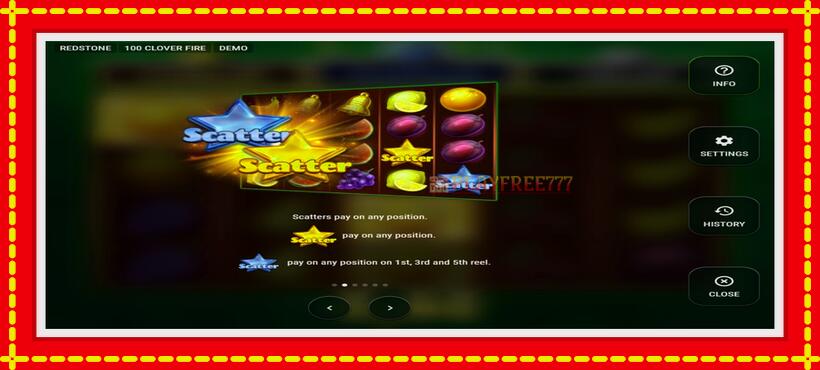 Slot machine 100 Clover Fire with access to free game online, picture 5