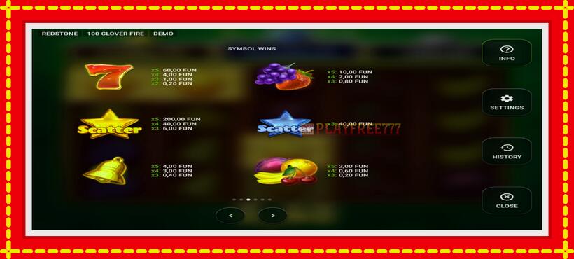 Slot machine 100 Clover Fire with access to free game online, picture 6