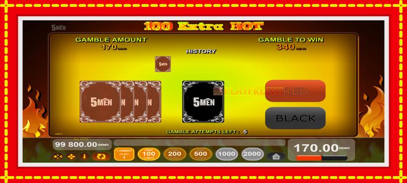 Slot machine 100 Extra Hot with access to free game online, picture 3