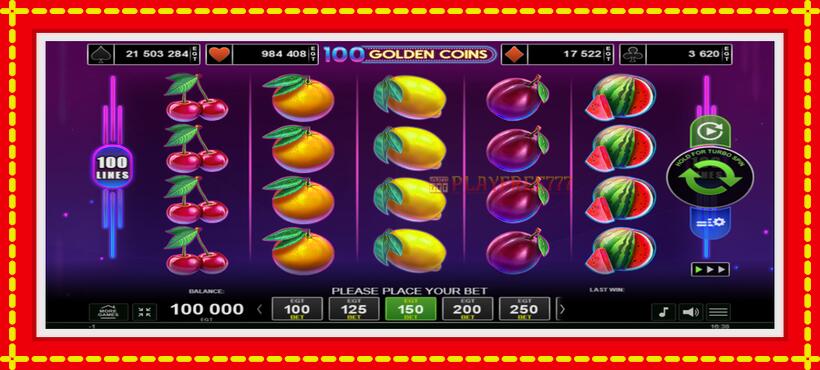 Slot machine 100 Golden Coins with access to free game online, picture 1