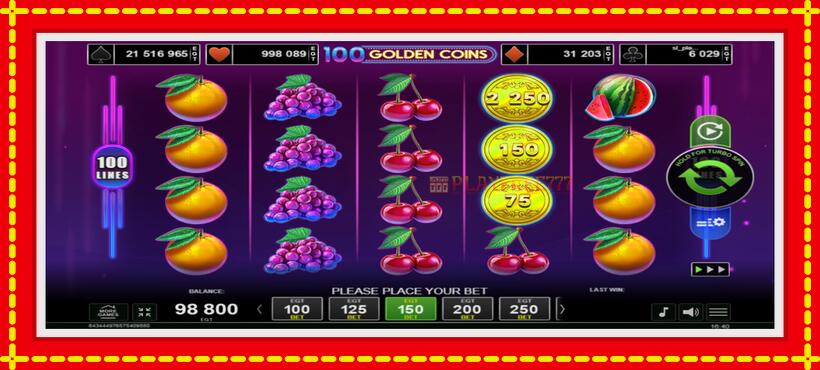 Slot machine 100 Golden Coins with access to free game online, picture 2