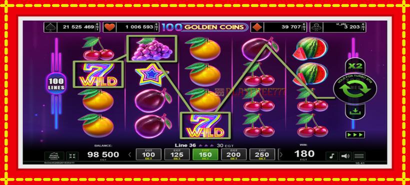 Slot machine 100 Golden Coins with access to free game online, picture 3