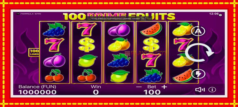 Slot machine 100 Prime Fruits with access to free game online, picture 1