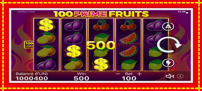 Slot machine 100 Prime Fruits with access to free game online, picture 2