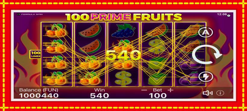 Slot machine 100 Prime Fruits with access to free game online, picture 3