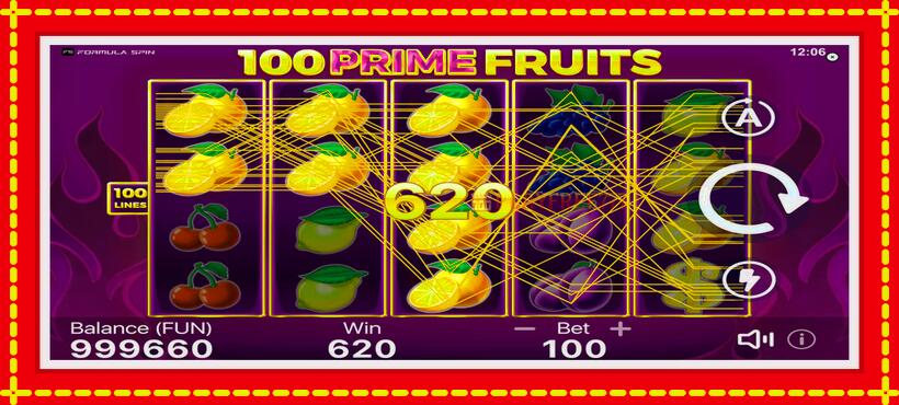 Slot machine 100 Prime Fruits with access to free game online, picture 4