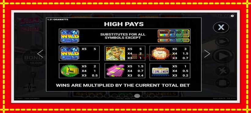 Slot machine 1.21 Gigawatts with access to free game online, picture 7