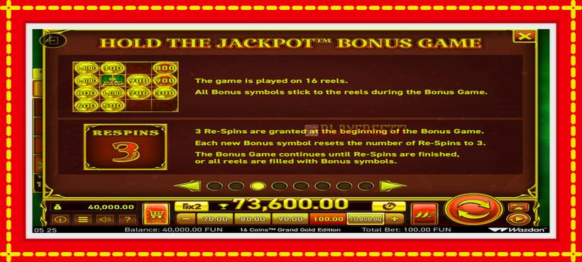 Slot machine 16 Coins Grand Gold Edition with access to free game online, picture 5