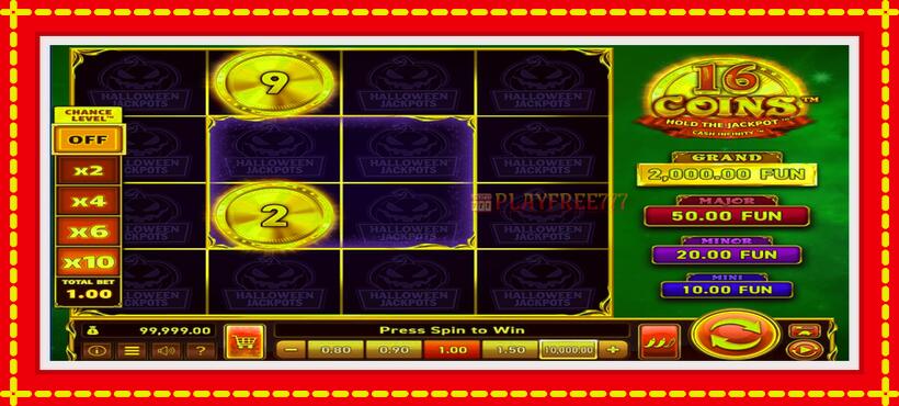 Slot machine 16 Coins Grand Gold Edition Halloween Jackpots with access to free game online, picture 2