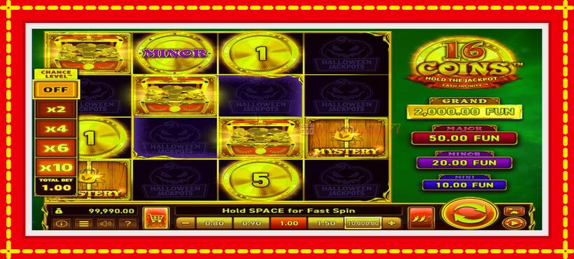 Slot machine 16 Coins Grand Gold Edition Halloween Jackpots with access to free game online, picture 3