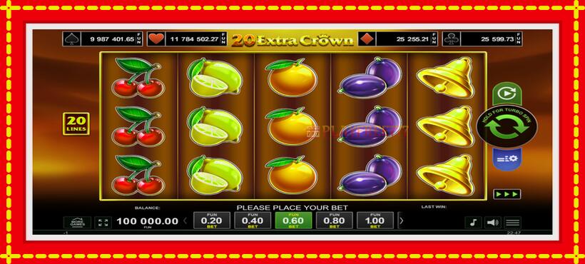 Slot machine 20 Extra Crown with access to free game online, picture 1