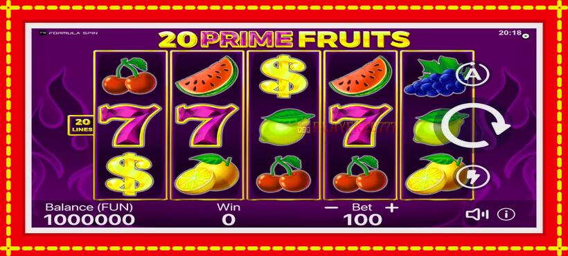 Slot machine 20 Prime Fruits with access to free game online, picture 1