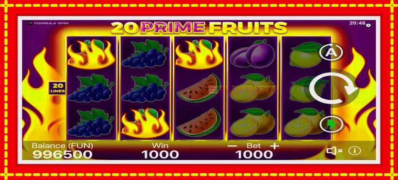 Slot machine 20 Prime Fruits with access to free game online, picture 3