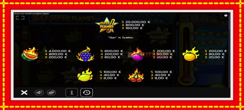 Slot machine 20 Super Flames with access to free game online, picture 5