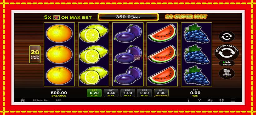 Slot machine 20 Super Hot with access to free game online, picture 1