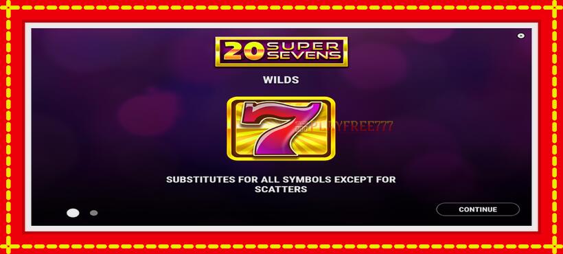 Slot machine 20 Super Sevens with access to free game online, picture 1