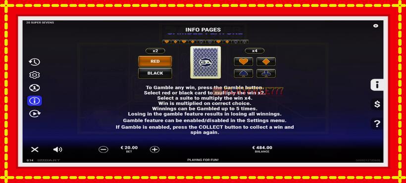 Slot machine 20 Super Sevens with access to free game online, picture 7