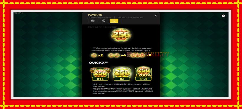 Slot machine 256 Frutas Grandes with access to free game online, picture 5