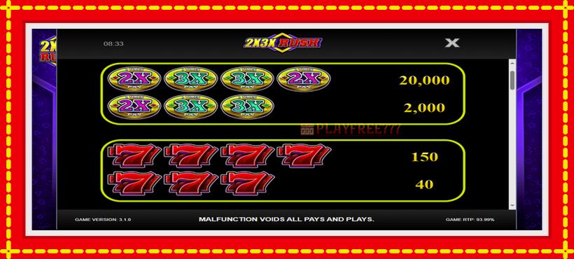 Slot machine 2x3x Rush with access to free game online, picture 3