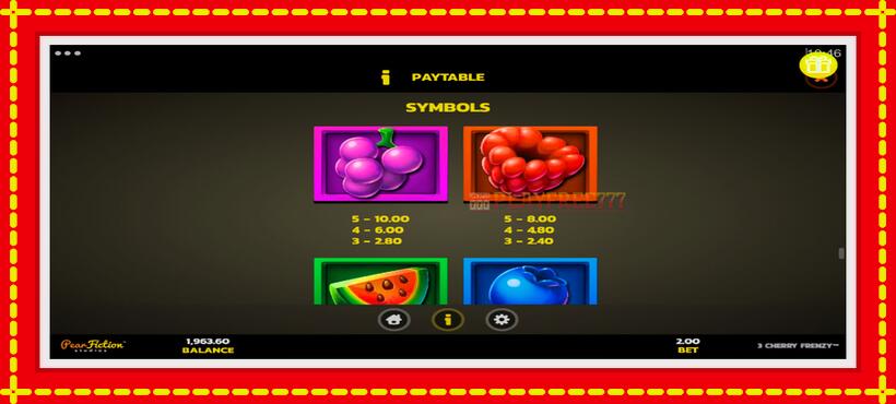 Slot machine 3 Cherry Frenzy with access to free game online, picture 6