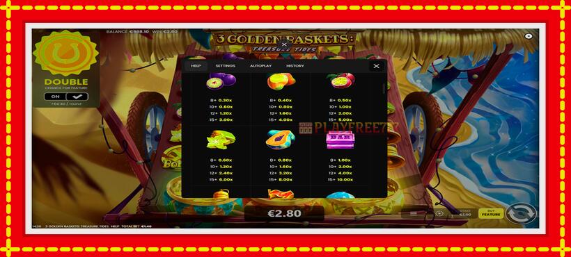 Slot machine 3 Golden Baskets: Treasure Tides with access to free game online, picture 7