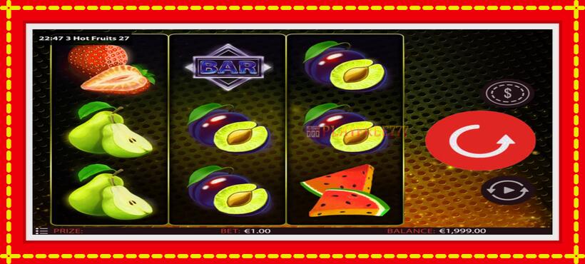 Slot machine 3 Hot Fruits 27 with access to free game online, picture 2