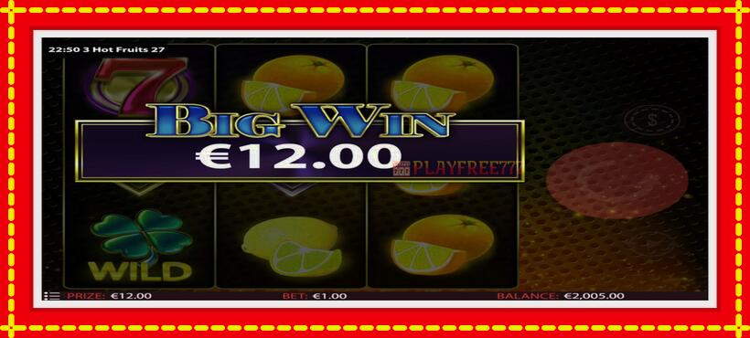 Slot machine 3 Hot Fruits 27 with access to free game online, picture 3