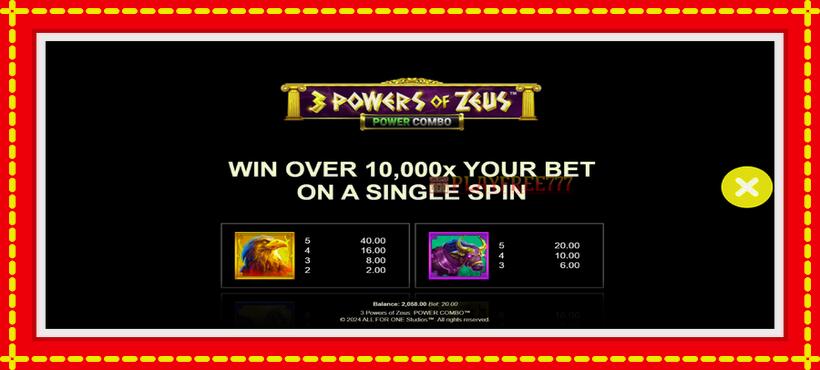 Slot machine 3 Powers of Zeus: Power Combo with access to free game online, picture 5