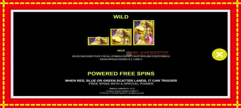 Slot machine 3 Powers of Zeus: Power Combo with access to free game online, picture 6