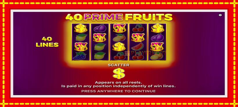 Slot machine 40 Prime Fruits with access to free game online, picture 1