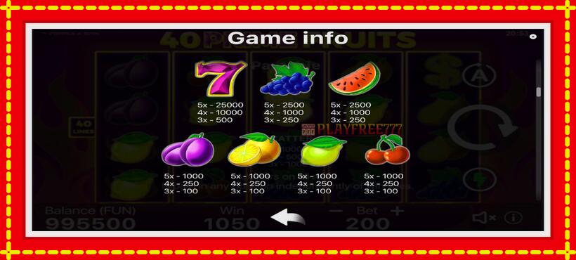 Slot machine 40 Prime Fruits with access to free game online, picture 6