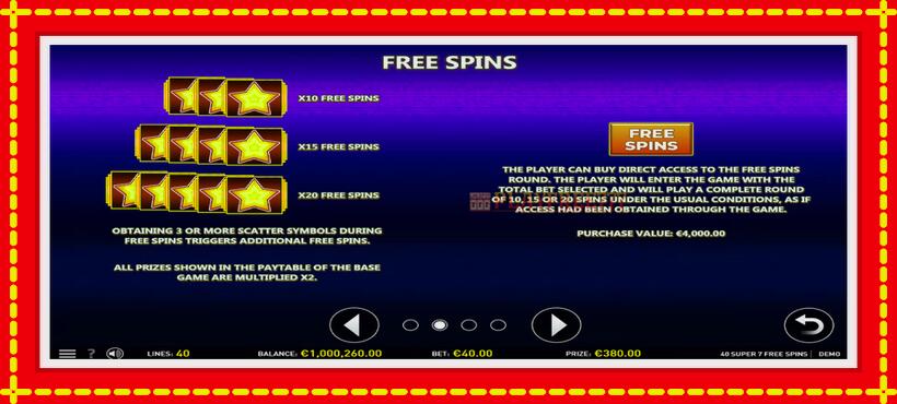 Slot machine 40 Super 7 Free Spins with access to free game online, picture 6