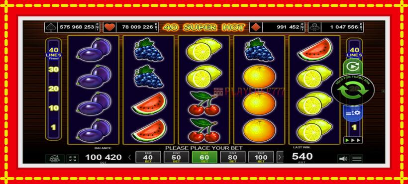 Slot machine 40 Super Hot with access to free game online, picture 1