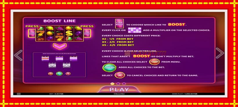 Slot machine 5 Boost Hot with access to free game online, picture 1