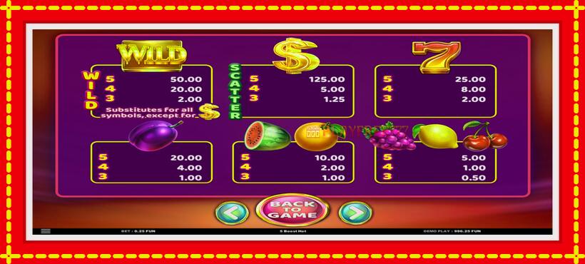 Slot machine 5 Boost Hot with access to free game online, picture 4