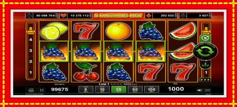 Slot machine 5 Dazzling Hot with access to free game online, picture 3