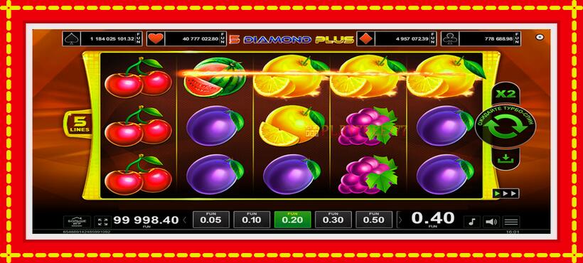 Slot machine 5 Diamond Plus with access to free game online, picture 2