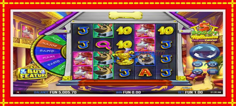 Slot machine 5 Doggy Millionaires Dream Drop with access to free game online, picture 2