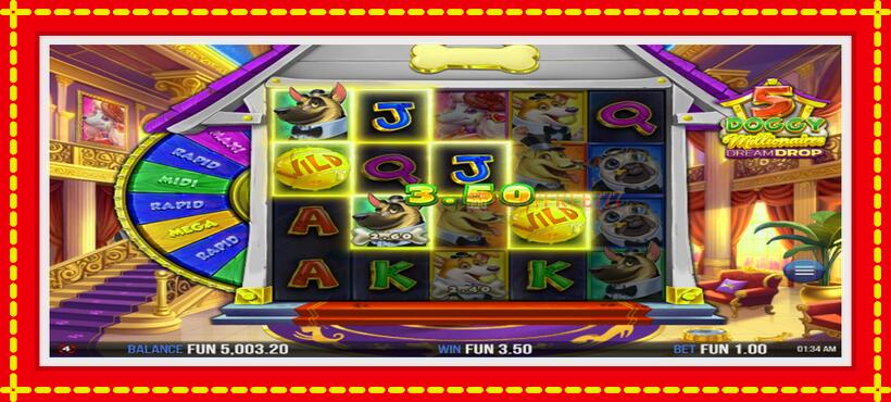 Slot machine 5 Doggy Millionaires Dream Drop with access to free game online, picture 3